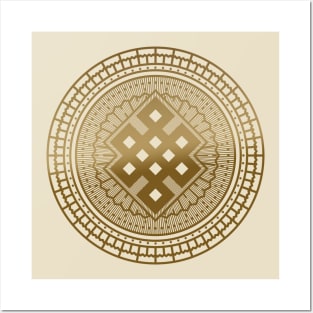 Gold Endless Knot  in Mandala Decorative Shape Posters and Art